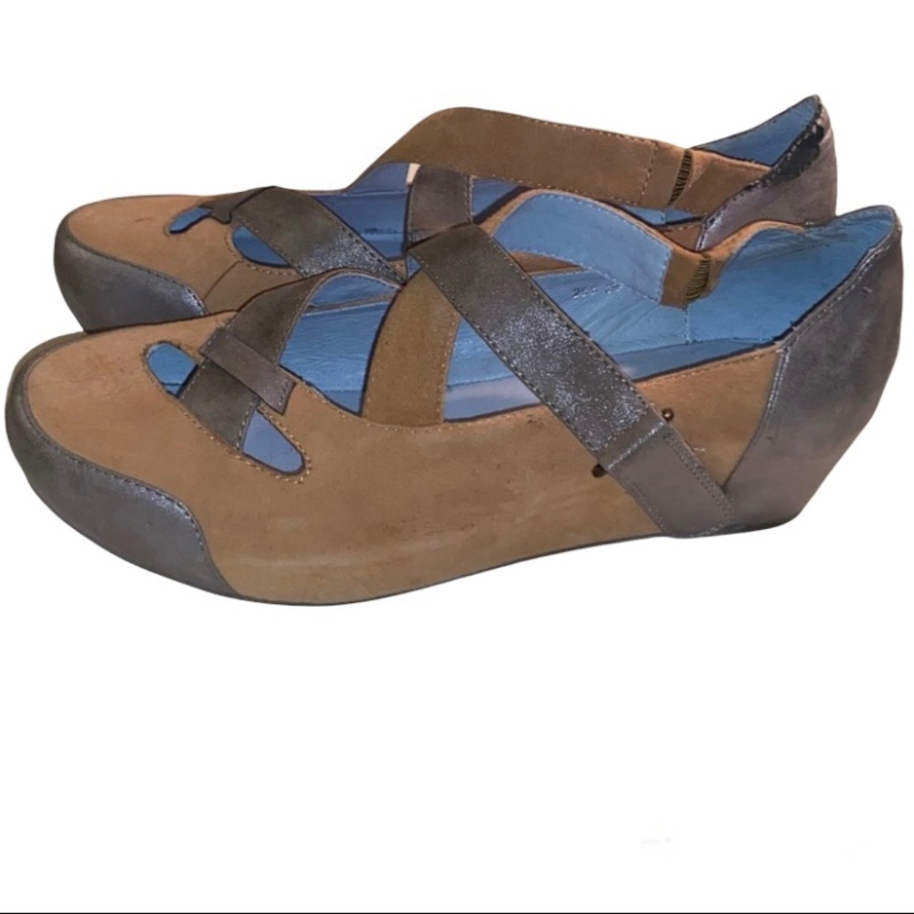 Antelope Suede Two-Tone Mary Jane Shoes